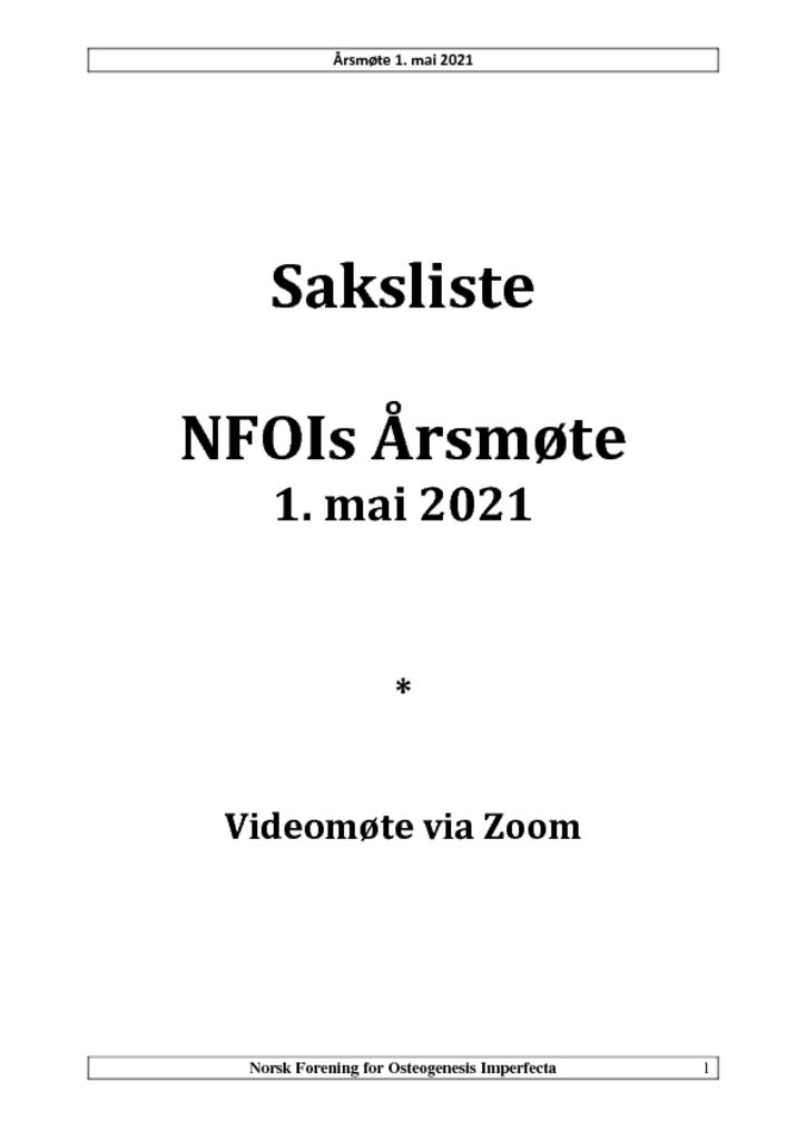 thumbnail of Saksliste NFOIs årsmøte 2021 – foreløpig versjon